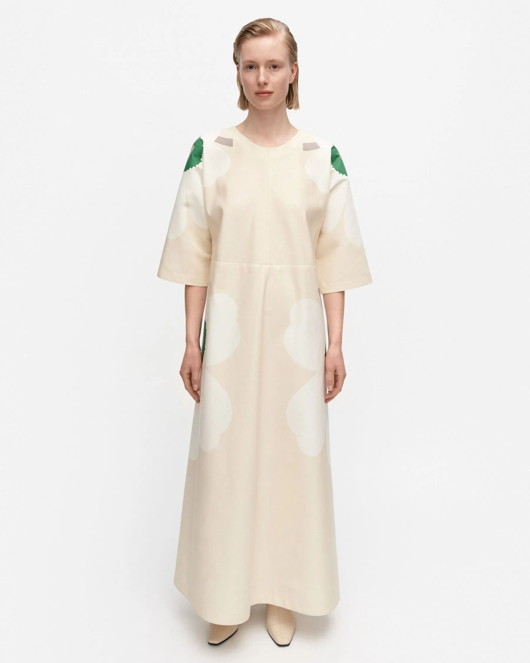 Mekot^Marimekko Kaiku Heijastus Unikko Puuvillapellavamekko