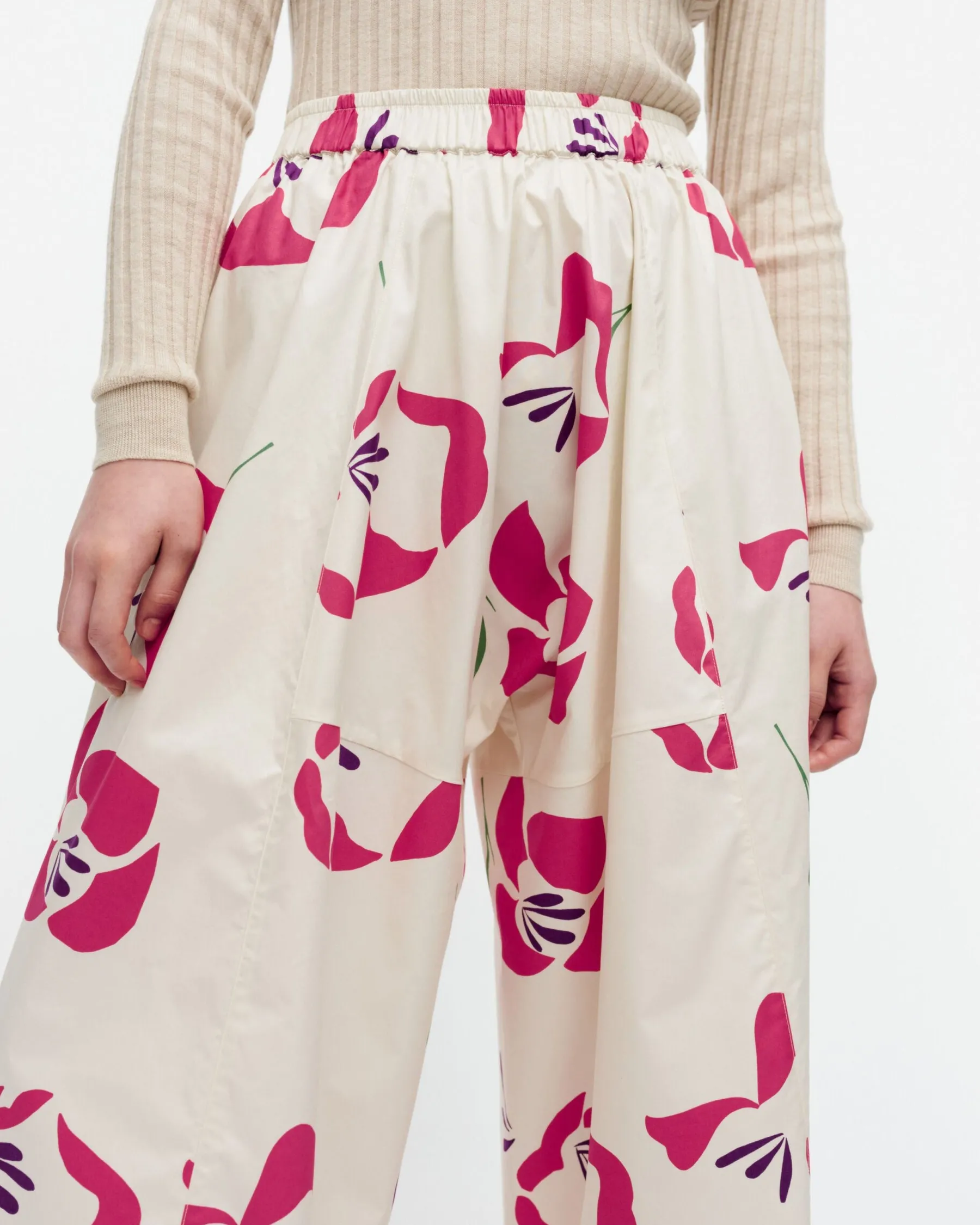 Housut^Marimekko Kressida Helakka Puuvillapopliinihousuhame