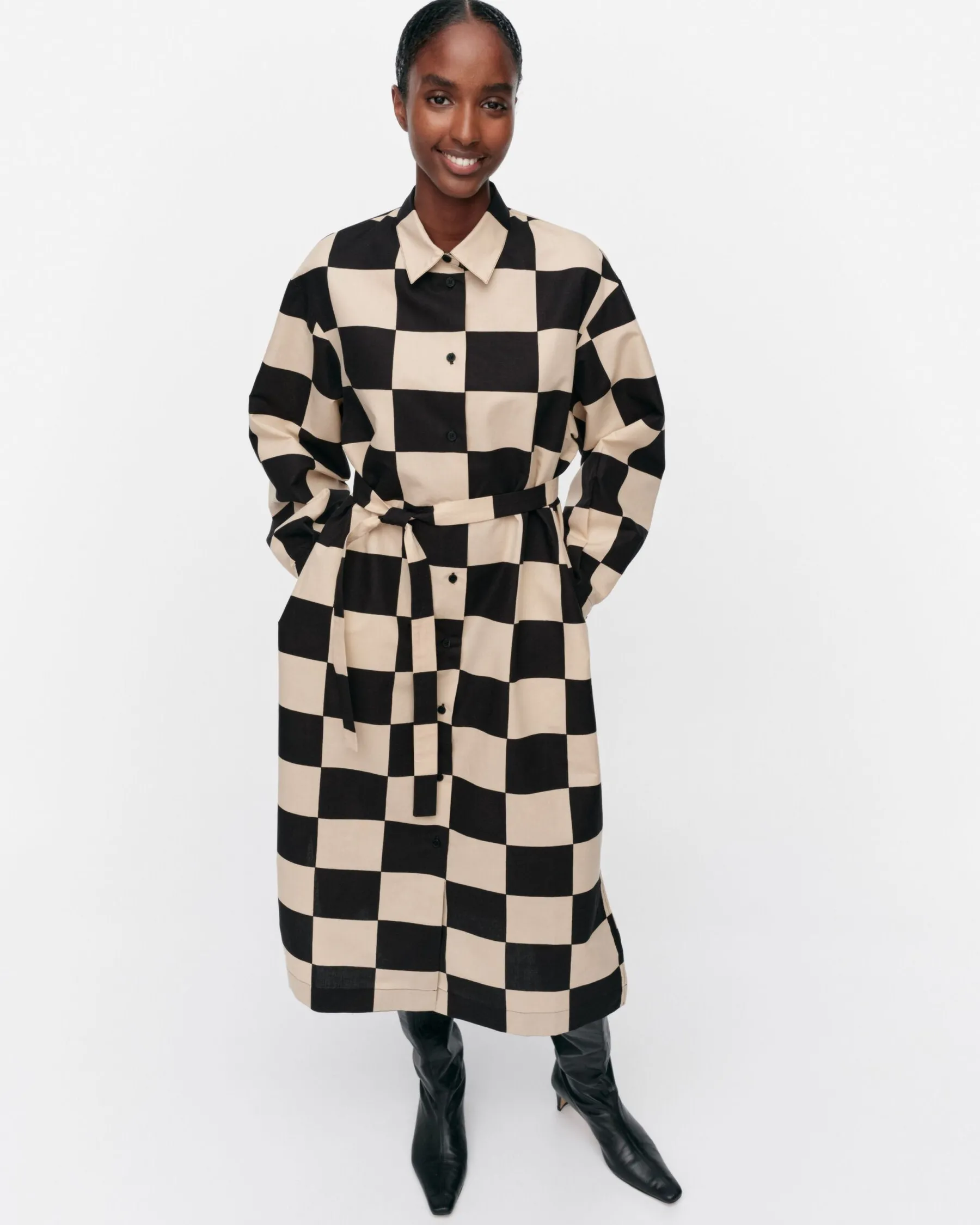 Mekot^Marimekko Rasteri Kukko Ja Kana Puuvillapellavamekko